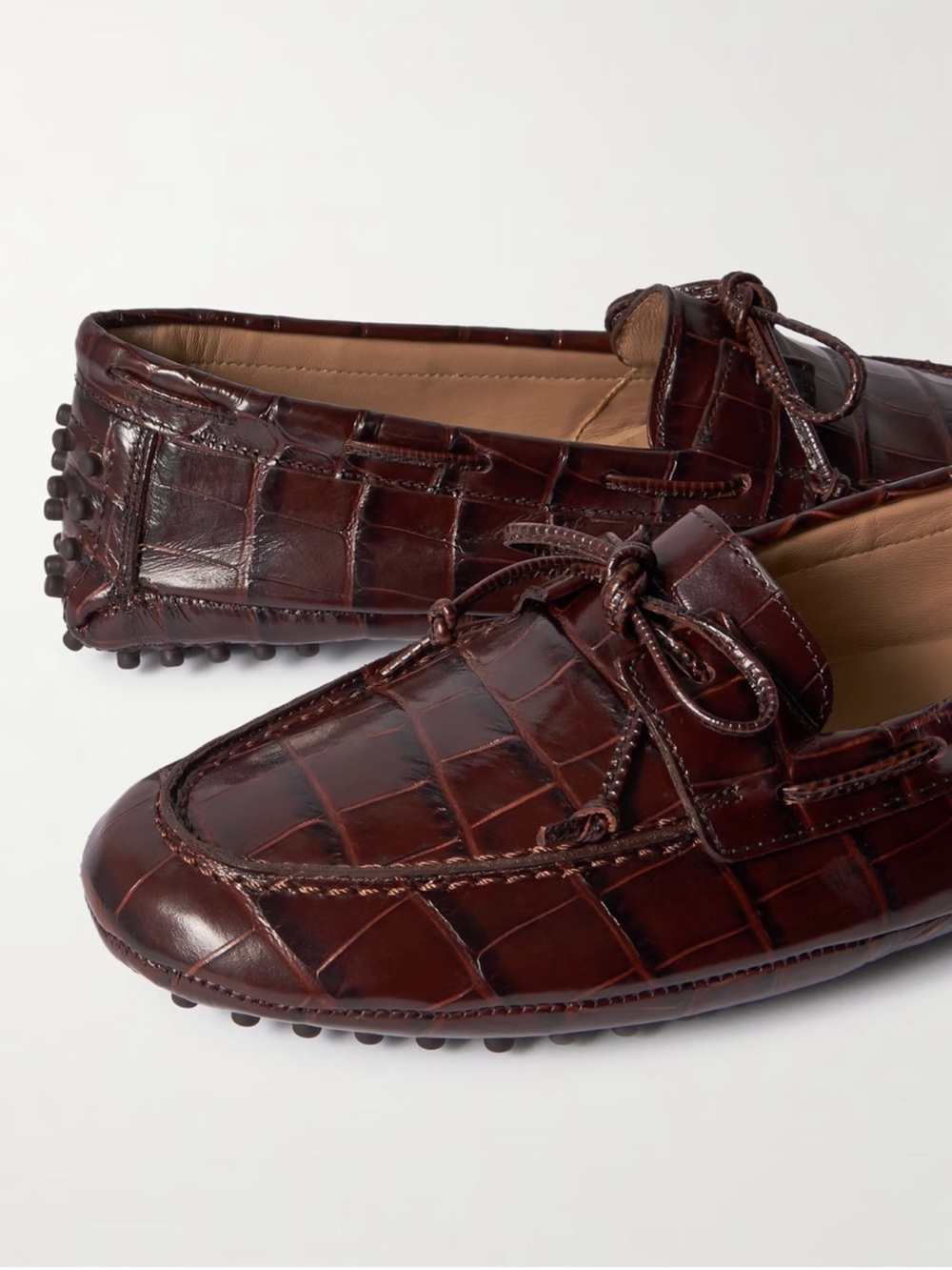 Le Monde Beryl 39.5 Croc Effect Chocolate Brown Driving Shoes Loafers